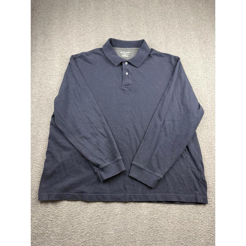 St. John's Bay Men's Long Sleeve Polo Shirt XL Navy Blue‎ Sueded Jersey Cotton